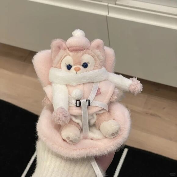 NEW Labubu 17cm keychain cute doll seats - pink - Picture 2 of 5